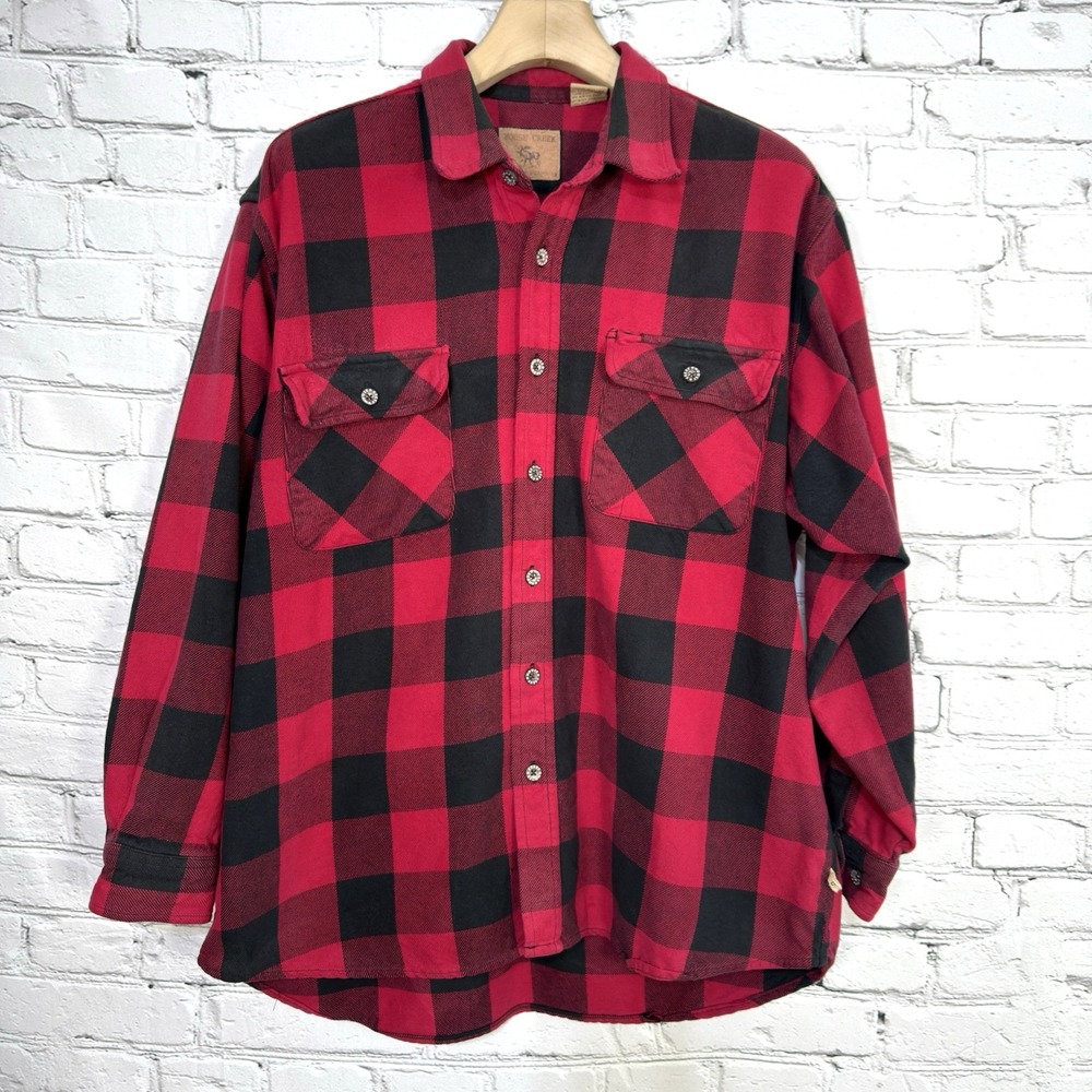 Moose Creek Men XL Heavy Buffalo Plaid Flannel Jacket Cotton Thick Chore Shacket